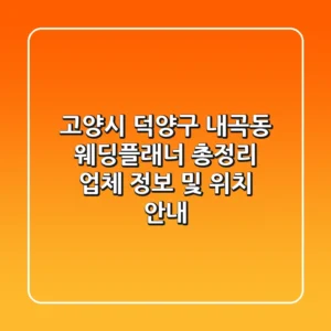 고양시 덕양구 내곡동 웨딩플래너 총정리 - 업체 정보 및 위치 안내