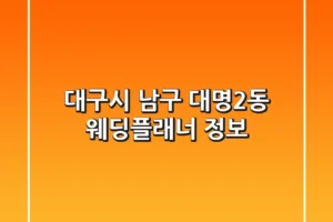 대구시 남구 대명2동 웨딩플래너 정보