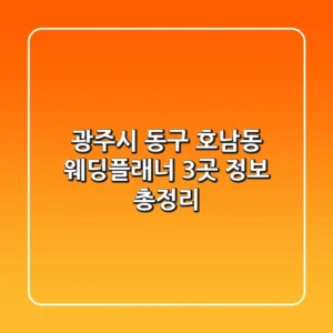 광주시 동구 호남동 웨딩플래너 3곳 정보 총정리