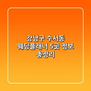 강남구 수서동 웨딩플래너 5곳 정보 총정리