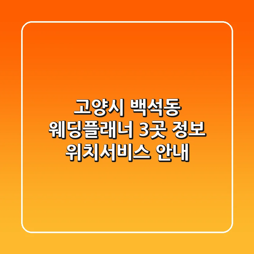 고양시 백석동 웨딩플래너 3곳 정보 - 위치/서비스 안내