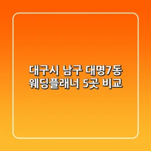 대구시 남구 대명7동 웨딩플래너 5곳 비교