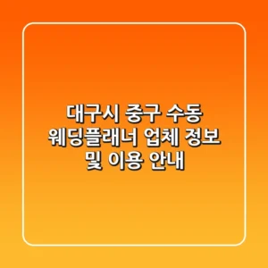 대구시 중구 수동 웨딩플래너: 업체 정보 및 이용 안내