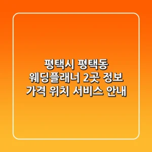 평택시 평택동 웨딩플래너 2곳 정보 - 가격, 위치, 서비스 안내