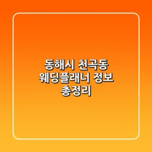 동해시 천곡동 웨딩플래너 정보 총정리