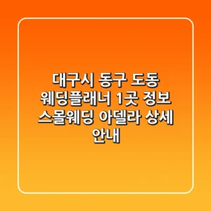 대구시 동구 도동 웨딩플래너 1곳 정보 - 스몰웨딩 아델라 상세 안내
