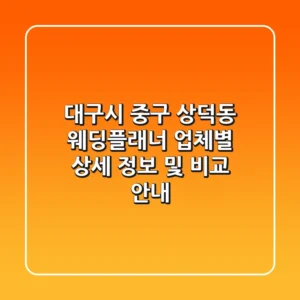 대구시 중구 상덕동 웨딩플래너: 업체별 상세 정보 및 비교 안내