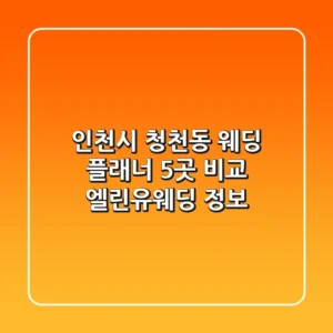 인천시 청천동 웨딩 플래너 5곳 비교 - 엘린유웨딩 정보
