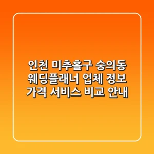 인천 미추홀구 숭의동 웨딩플래너: 업체 정보, 가격, 서비스 비교 안내