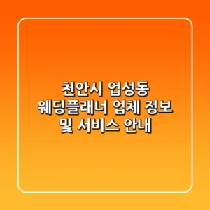 천안시 업성동 웨딩플래너 업체 정보 및 서비스 안내