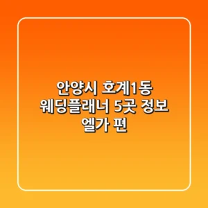 안양시 호계1동 웨딩플래너 5곳 정보 - 엘가 편