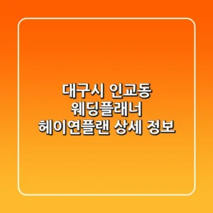 대구시 인교동 웨딩플래너: 헤이연플랜 상세 정보