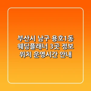 부산시 남구 용호1동 웨딩플래너 3곳 정보 - 위치, 운영시간 안내