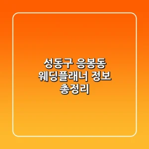 성동구 응봉동 웨딩플래너 정보 총정리