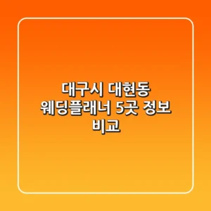 대구시 대현동 웨딩플래너 5곳 정보 비교
