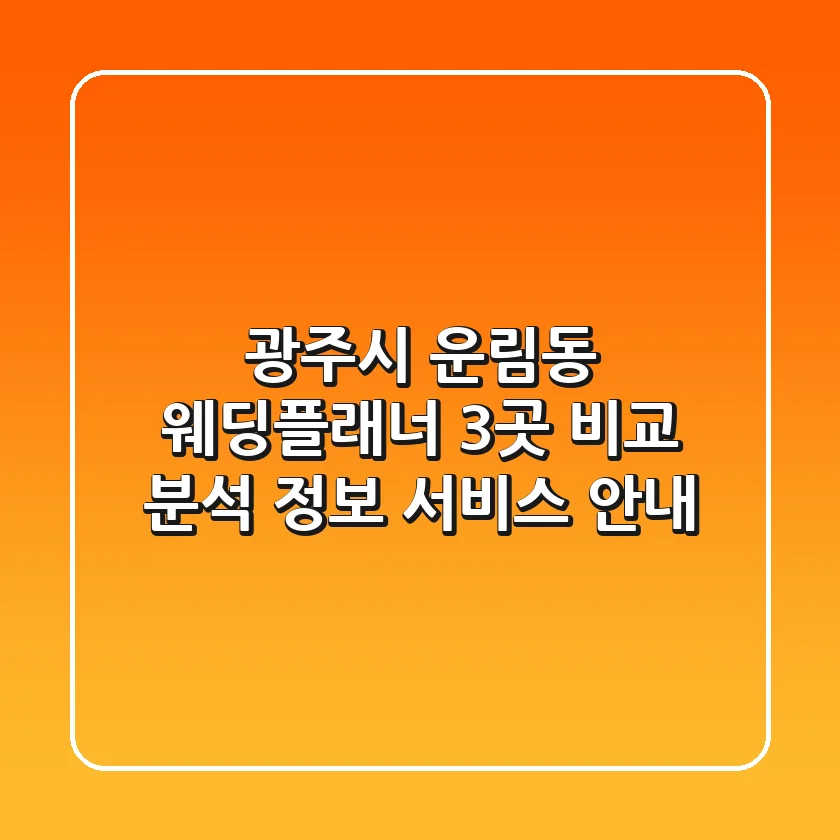 광주시 운림동 웨딩플래너 3곳 비교 분석 - 정보 & 서비스 안내