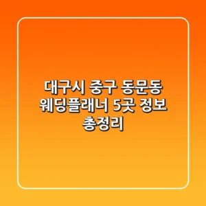대구시 중구 동문동 웨딩플래너 5곳 정보 총정리