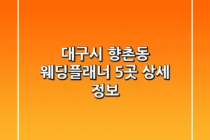 대구시 향촌동 웨딩플래너 5곳 상세 정보