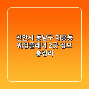 천안시 동남구 대흥동 웨딩플래너 2곳 정보 총정리