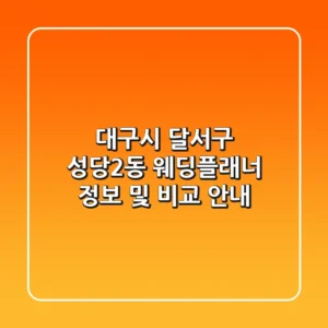 대구시 달서구 성당2동 웨딩플래너 정보 및 비교 안내