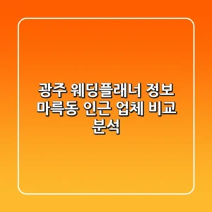 광주 웨딩플래너 정보: 마륵동 인근 업체 비교 분석
