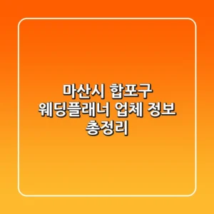 마산시 합포구 웨딩플래너 업체 정보 총정리