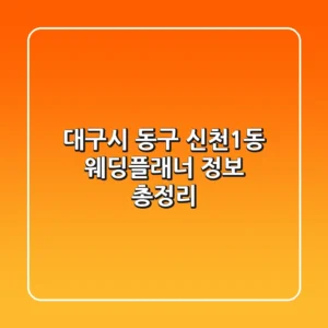 대구시 동구 신천1동 웨딩플래너 정보 총정리