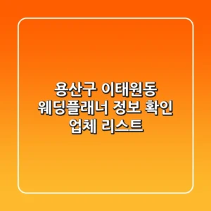 용산구 이태원동 웨딩플래너 정보 확인 - 업체 리스트