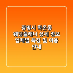 광명시 학온동 웨딩플래너 상세 정보 - 업체별 특징 및 이용 안내