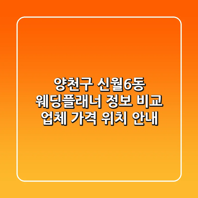양천구 신월6동 웨딩플래너 정보 비교 - 업체, 가격, 위치 안내