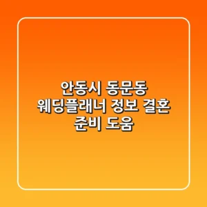 안동시 동문동 웨딩플래너 정보 - 결혼 준비 도움