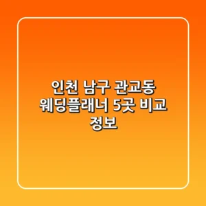 인천 남구 관교동 웨딩플래너 5곳 비교 정보