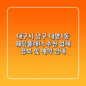 대구시 남구 대명1동 웨딩플래너 추천 - 업체 정보 및 예약 안내
