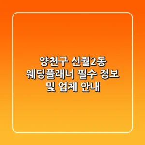 양천구 신월2동 웨딩플래너: 필수 정보 및 업체 안내