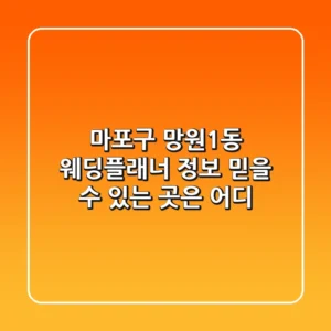 마포구 망원1동 웨딩플래너 정보: 믿을 수 있는 곳은 어디?