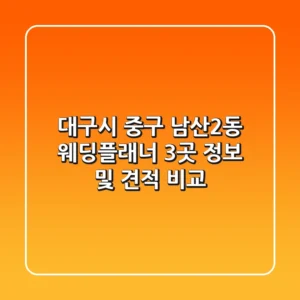 대구시 중구 남산2동 웨딩플래너 3곳 정보 및 견적 비교