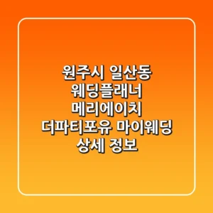 원주시 일산동 웨딩플래너: 메리에이치, 더파티포유, 마이웨딩 상세 정보