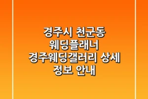 경주시 천군동 웨딩플래너: 경주웨딩갤러리 상세 정보 안내