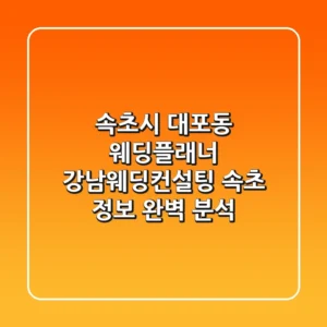 속초시 대포동 웨딩플래너: 강남웨딩컨설팅 속초 정보 완벽 분석