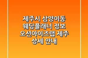 제주시 삼양이동 웨딩플래너 정보: 오션아이즈랩 제주 상세 안내