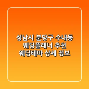 성남시 분당구 수내동 웨딩플래너 추천 - 웨딩테마 상세 정보