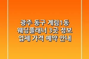 광주 동구 계림1동 웨딩플래너 3곳 정보 – 업체, 가격, 예약 안내