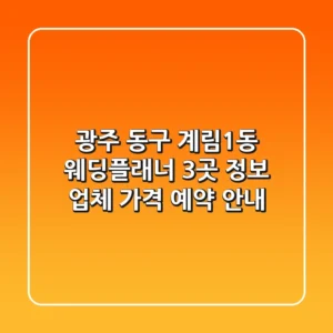 광주 동구 계림1동 웨딩플래너 3곳 정보 - 업체, 가격, 예약 안내