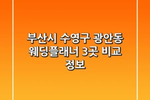부산시 수영구 광안동 웨딩플래너 3곳 비교 정보