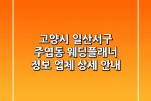 고양시 일산서구 주엽동 웨딩플래너 정보: 업체 상세 안내